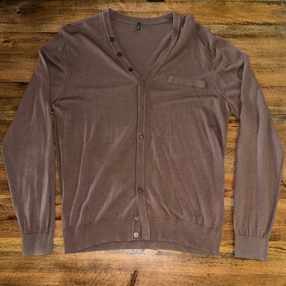 United Colors of Benneton, Chocolate Cardigan, Euro Large - Picture 1 of 6